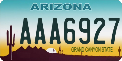 AZ license plate AAA6927