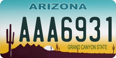 AZ license plate AAA6931