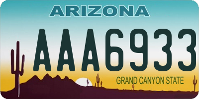 AZ license plate AAA6933