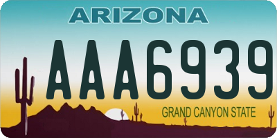 AZ license plate AAA6939