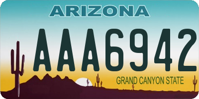 AZ license plate AAA6942