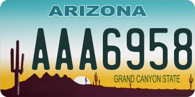 AZ license plate AAA6958