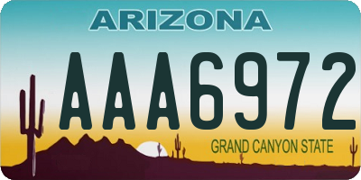 AZ license plate AAA6972