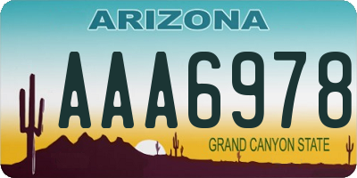 AZ license plate AAA6978