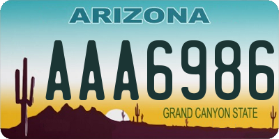 AZ license plate AAA6986