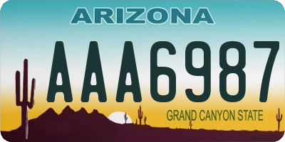 AZ license plate AAA6987