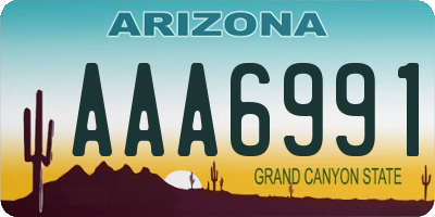 AZ license plate AAA6991