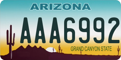 AZ license plate AAA6992