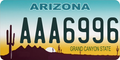 AZ license plate AAA6996