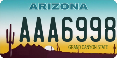 AZ license plate AAA6998