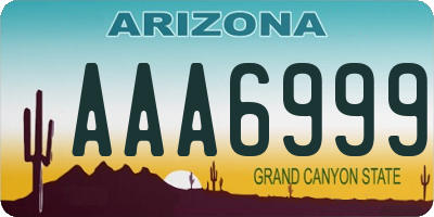 AZ license plate AAA6999