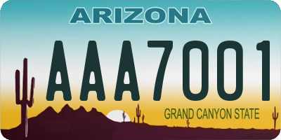 AZ license plate AAA7001