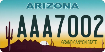 AZ license plate AAA7002