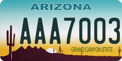 AZ license plate AAA7003