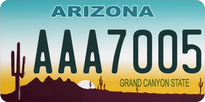 AZ license plate AAA7005