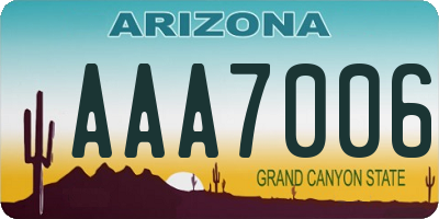 AZ license plate AAA7006