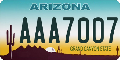 AZ license plate AAA7007