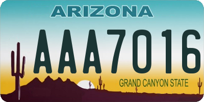 AZ license plate AAA7016