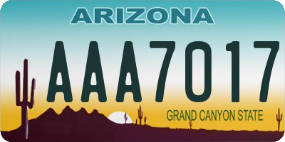 AZ license plate AAA7017