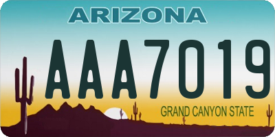 AZ license plate AAA7019