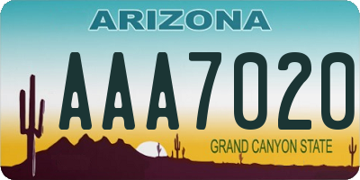 AZ license plate AAA7020