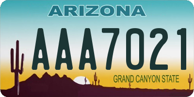 AZ license plate AAA7021