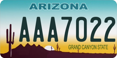 AZ license plate AAA7022