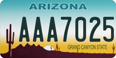 AZ license plate AAA7025