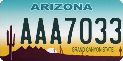 AZ license plate AAA7033