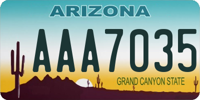 AZ license plate AAA7035