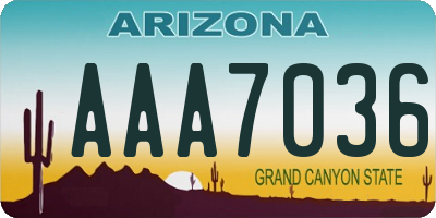 AZ license plate AAA7036