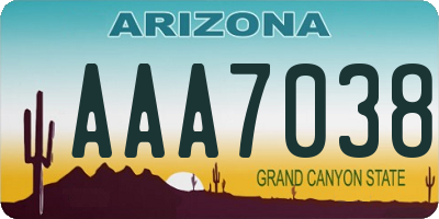 AZ license plate AAA7038