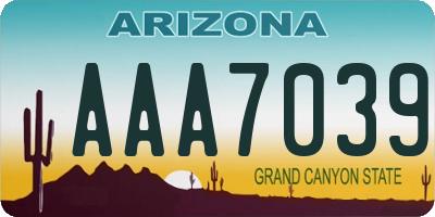 AZ license plate AAA7039