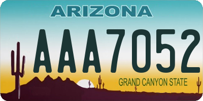 AZ license plate AAA7052