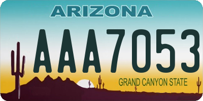 AZ license plate AAA7053