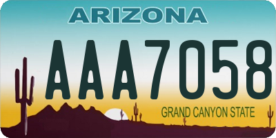 AZ license plate AAA7058