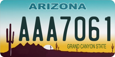 AZ license plate AAA7061