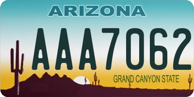 AZ license plate AAA7062