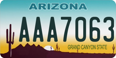 AZ license plate AAA7063