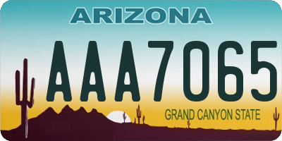 AZ license plate AAA7065