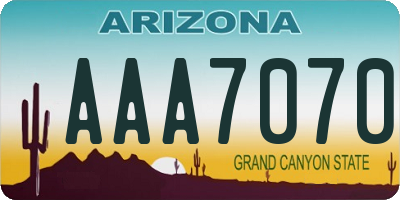 AZ license plate AAA7070