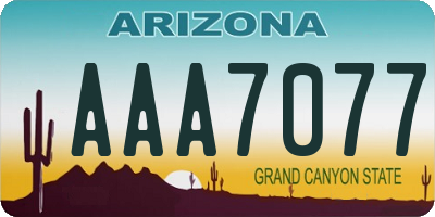 AZ license plate AAA7077