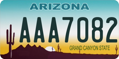 AZ license plate AAA7082