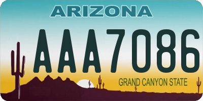 AZ license plate AAA7086