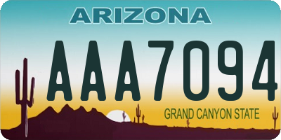 AZ license plate AAA7094