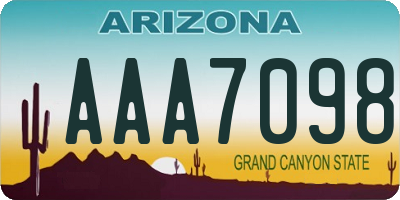 AZ license plate AAA7098