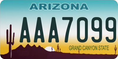 AZ license plate AAA7099