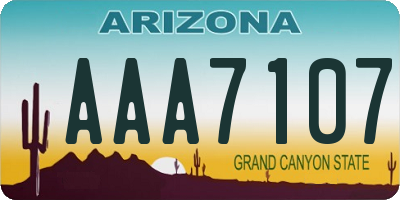 AZ license plate AAA7107