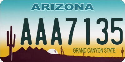 AZ license plate AAA7135