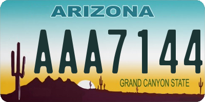 AZ license plate AAA7144